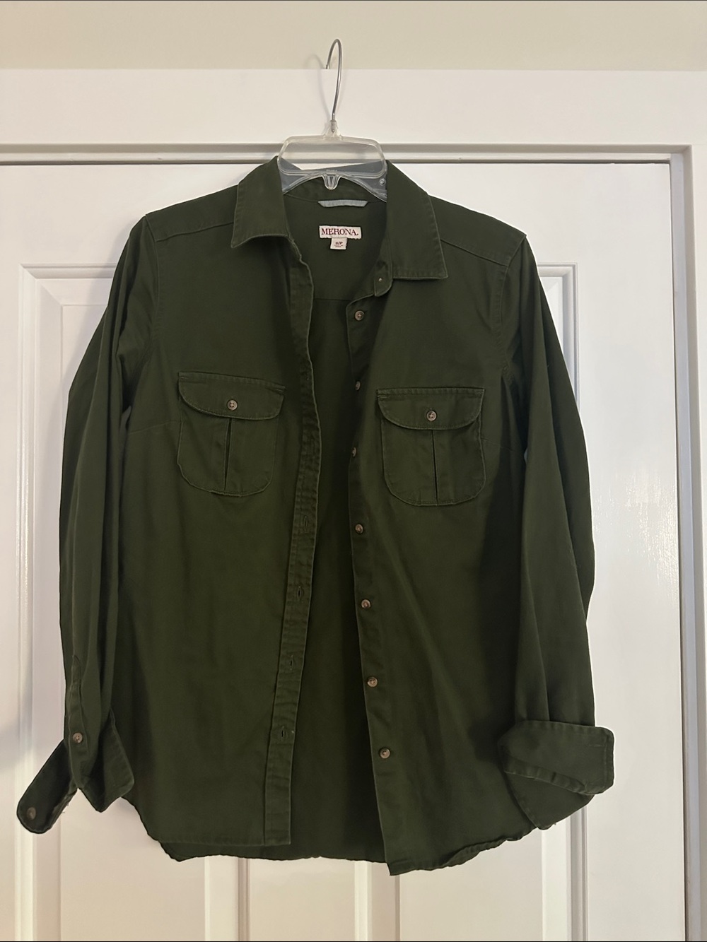 Merona Olive Green Military-Style Button Front Shirt Jacket